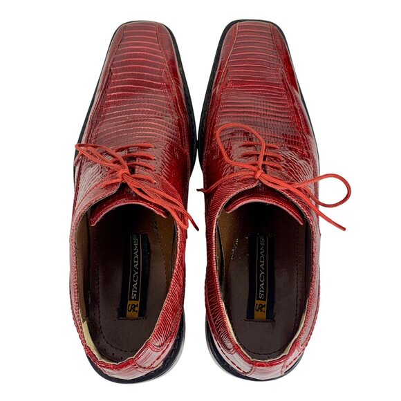 Stacy Adams Mens 9M Palladin Red Lizard Print Leather Oxford Dress Shoes - Picture 5 of 12